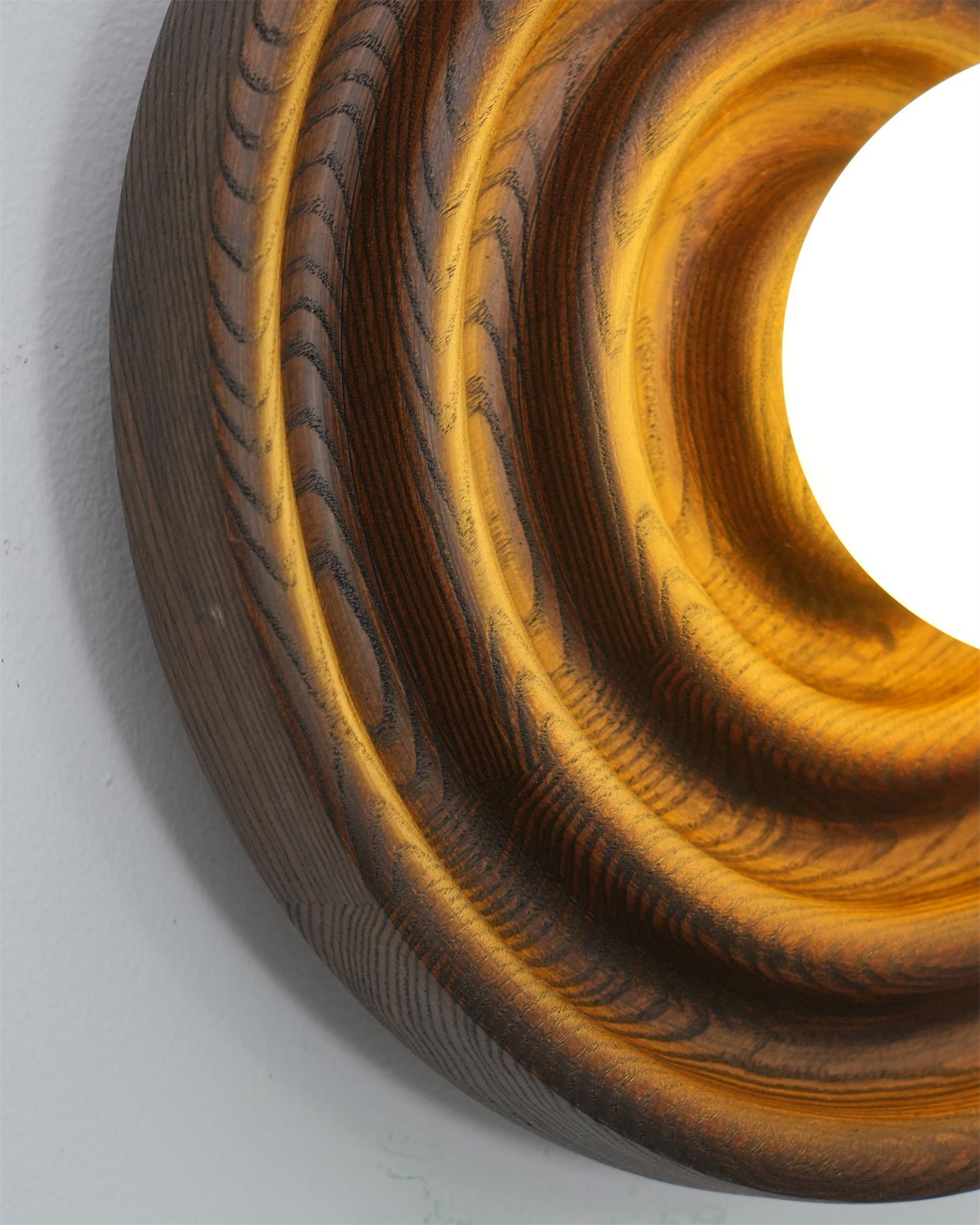 Wall Lamp Ripple with Ash Wood Body and Glass Globe Shade - Letslighting