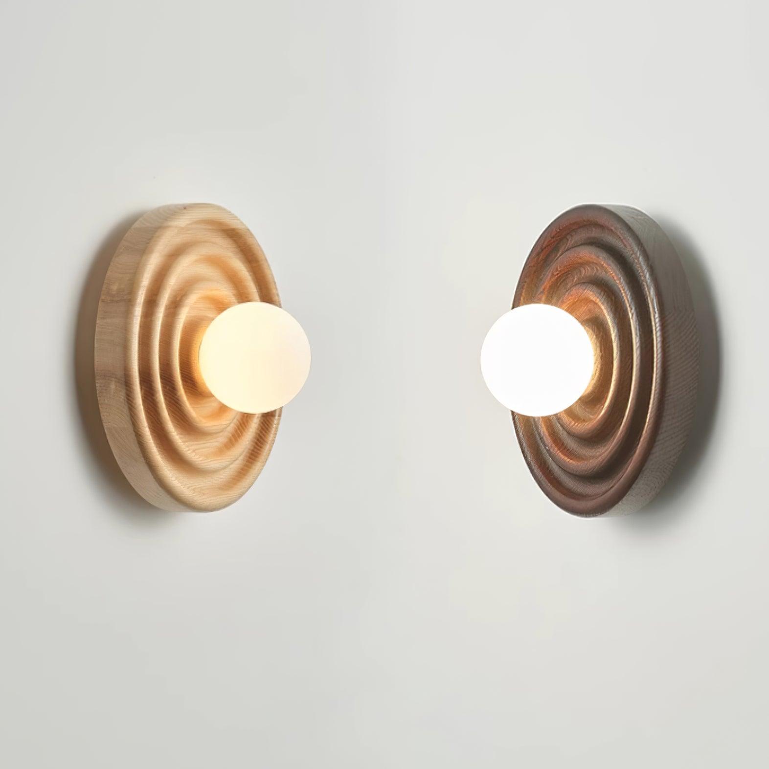Wall Lamp Ripple with Ash Wood Body and Glass Globe Shade - Letslighting