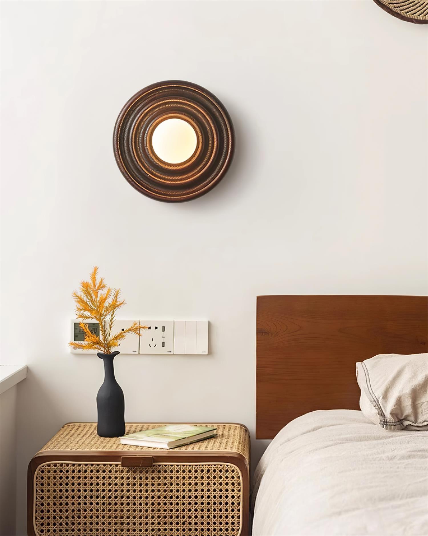 Wall Lamp Ripple with Ash Wood Body and Glass Globe Shade - Letslighting
