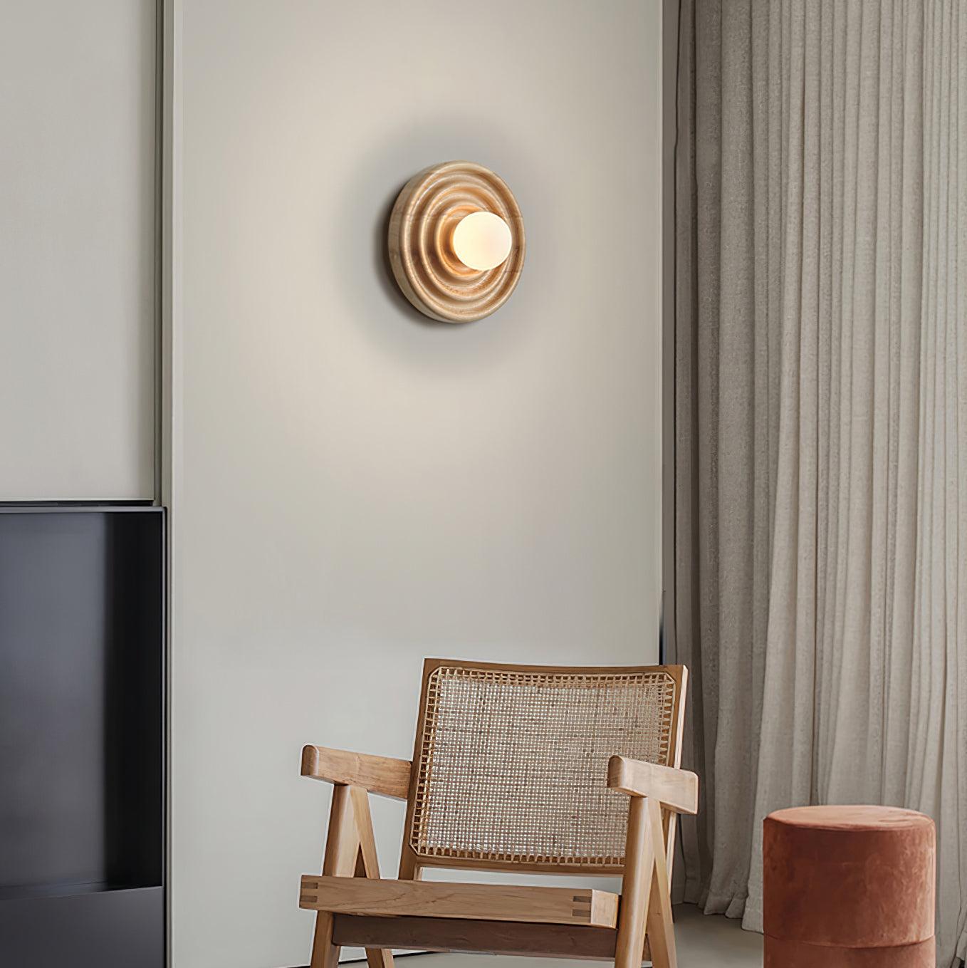 Wall Lamp Ripple with Ash Wood Body and Glass Globe Shade - Letslighting