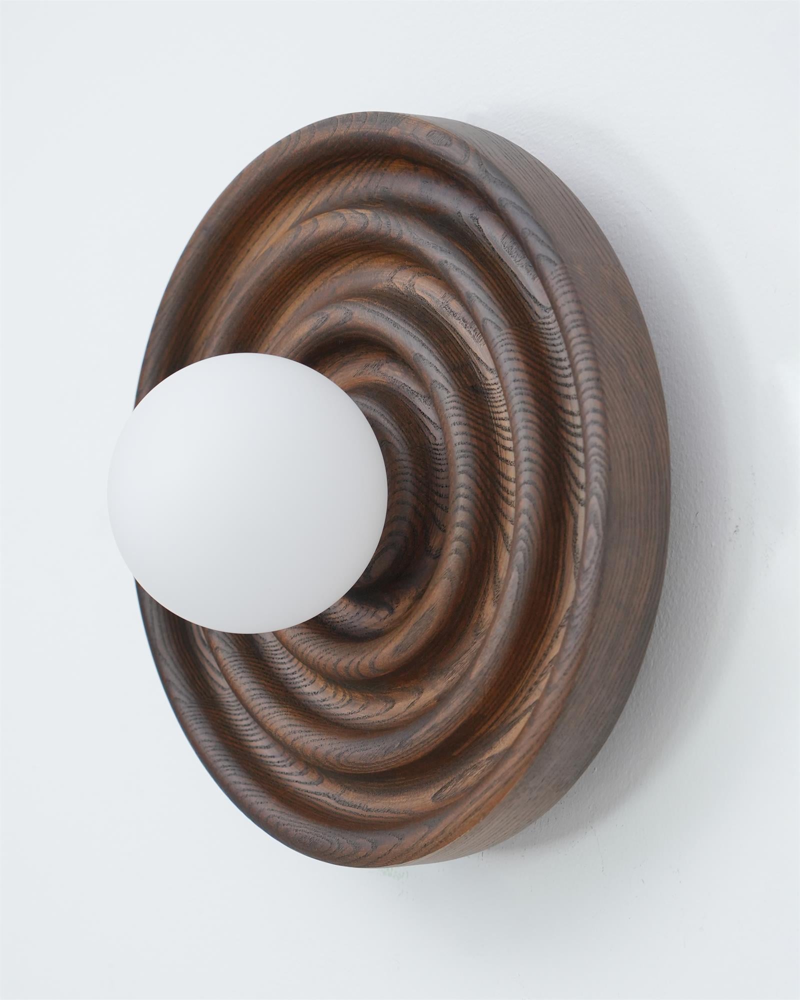 Wall Lamp Ripple with Ash Wood Body and Glass Globe Shade - Letslighting