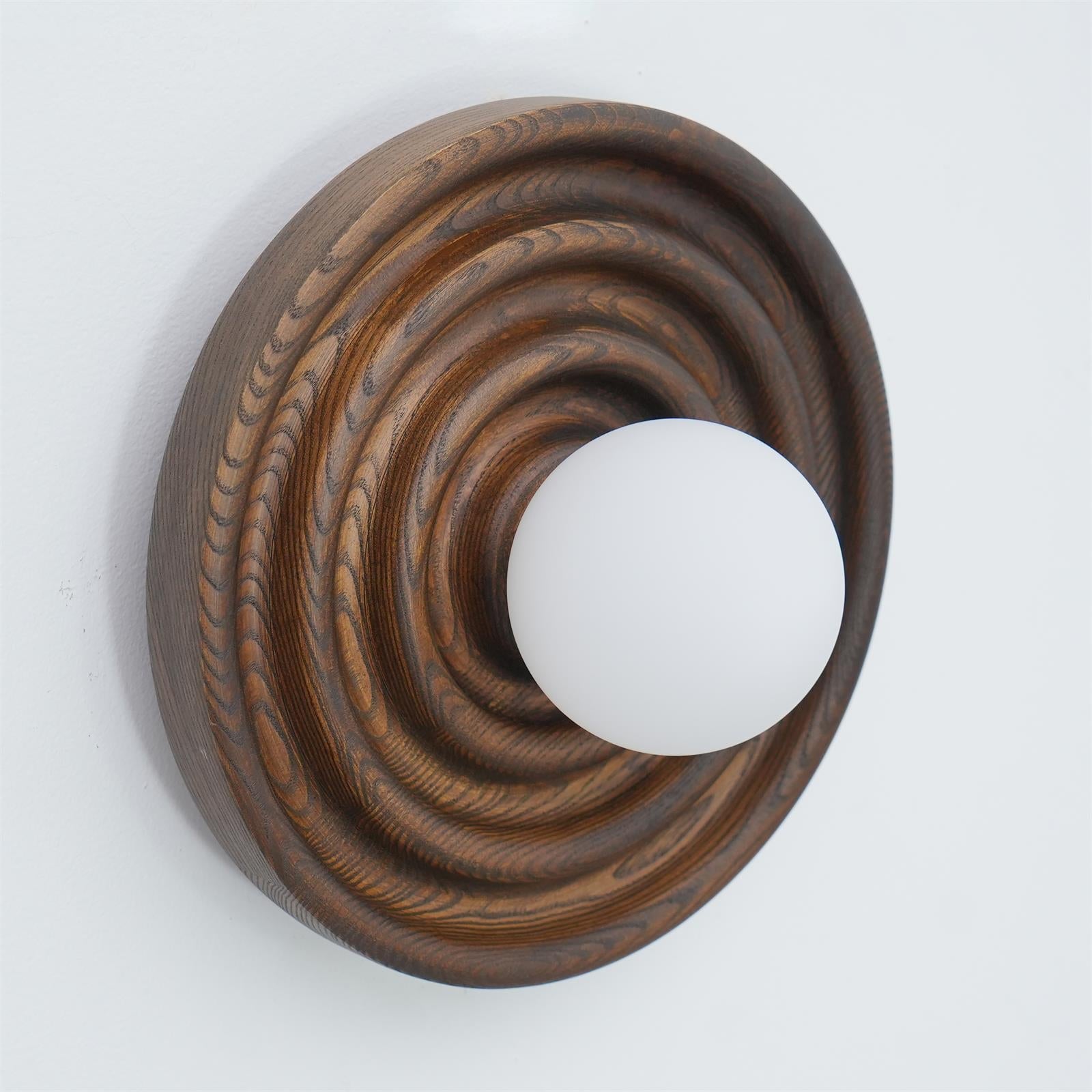 Wall Lamp Ripple with Ash Wood Body and Glass Globe Shade - Letslighting