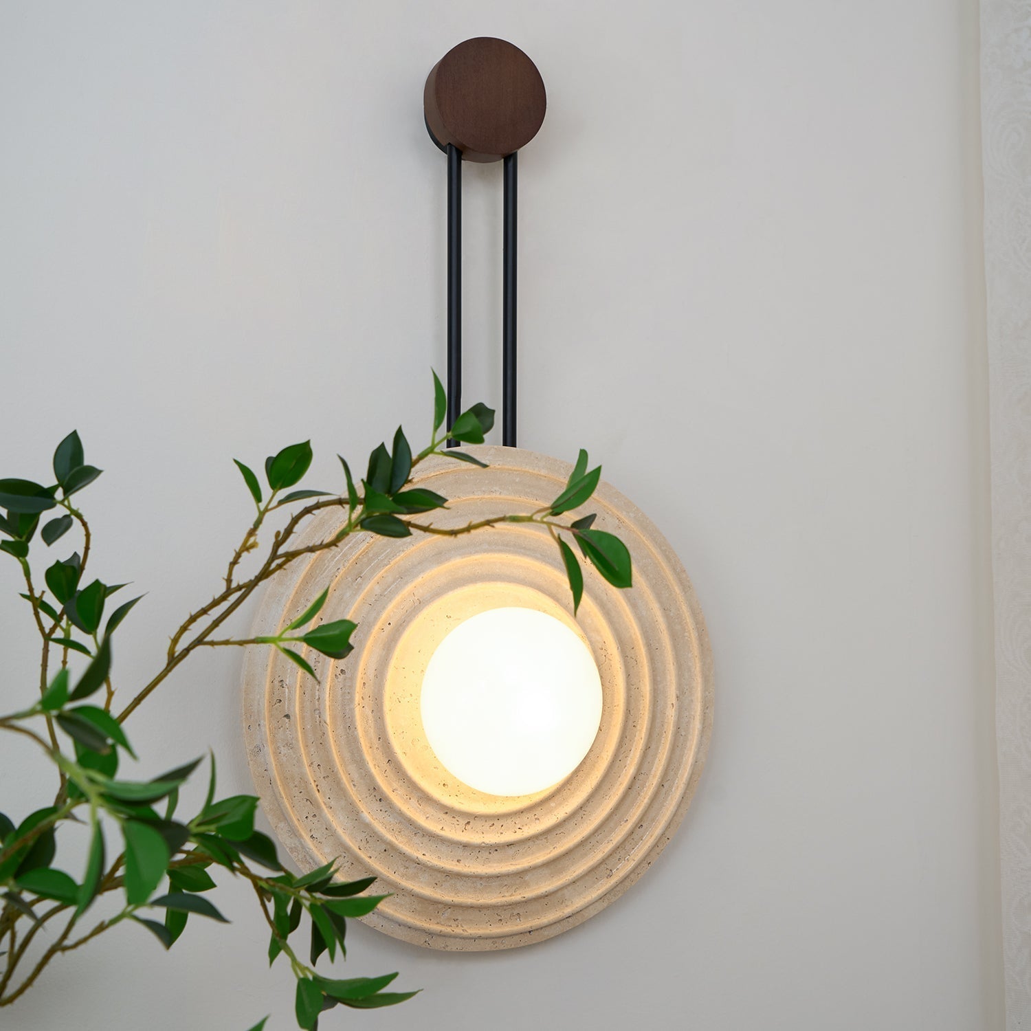 Isoror Spiral-Ring Travertine Wall Light - Letslighting