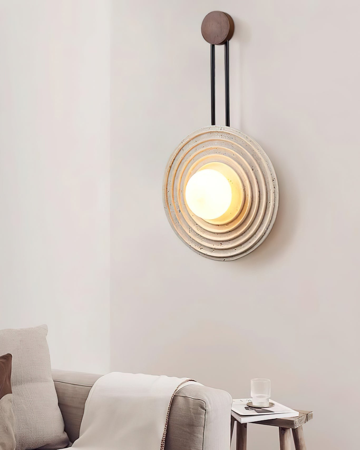 Isoror Spiral-Ring Travertine Wall Light - Letslighting
