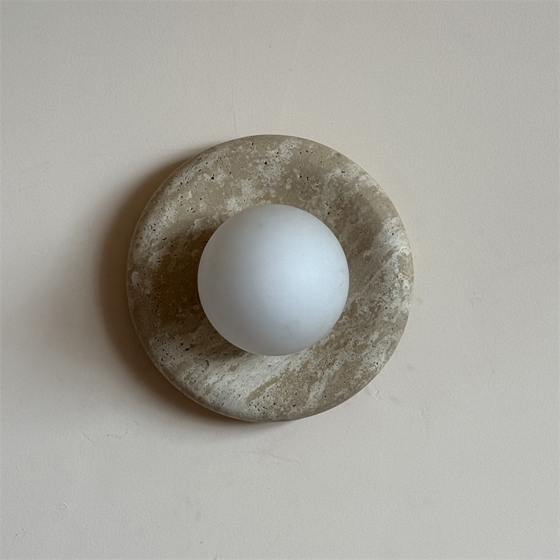 Orli Modern Minimalist Travertine Sconce Wall Lamp - Lamp Copper