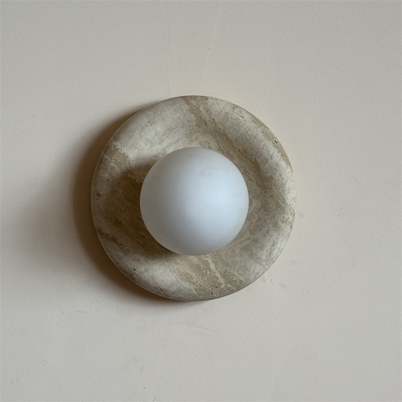 Orli Modern Minimalist Travertine Sconce Wall Lamp - Lamp Copper