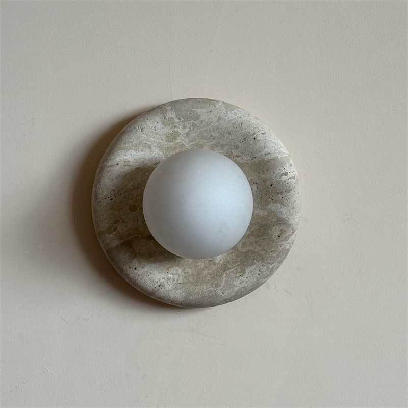 Orli Modern Minimalist Travertine Sconce Wall Lamp - Lamp Copper