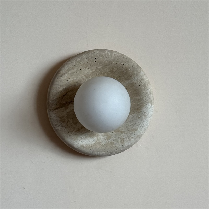 Orli Modern Minimalist Travertine Sconce Wall Lamp - Lamp Copper