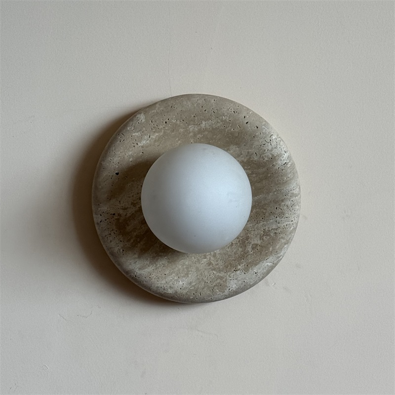 Orli Modern Minimalist Travertine Sconce Wall Lamp - Lamp Copper