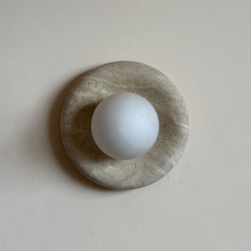 Orli Modern Minimalist Travertine Sconce Wall Lamp - Lamp Copper