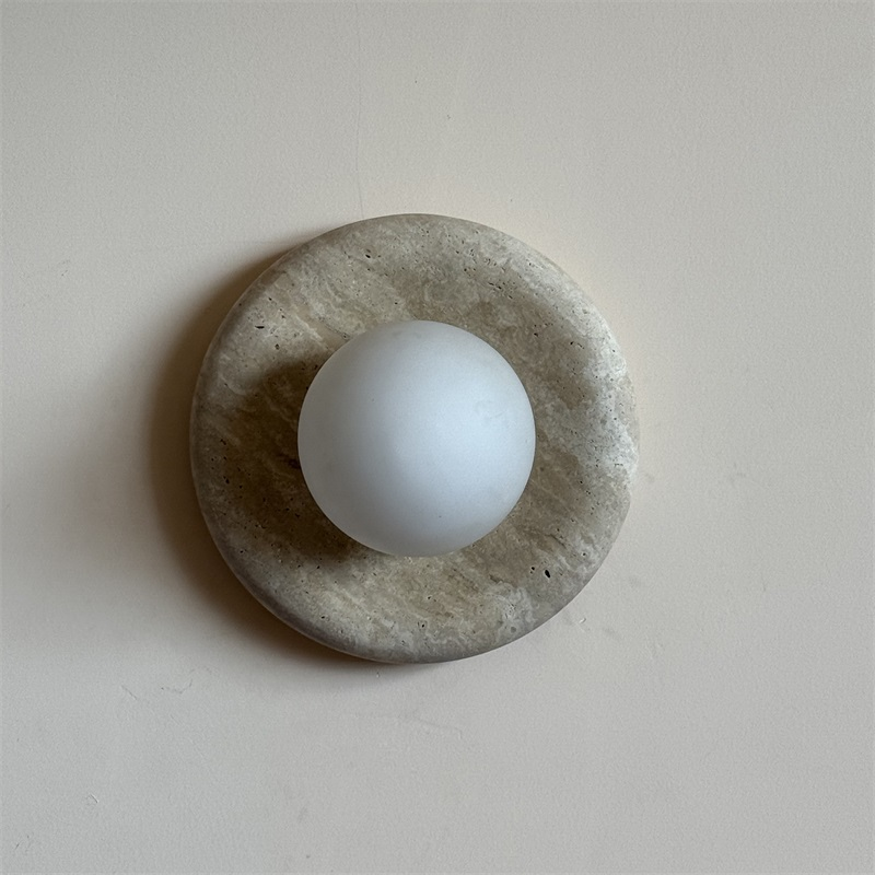 Orli Modern Minimalist Travertine Sconce Wall Lamp - Lamp Copper