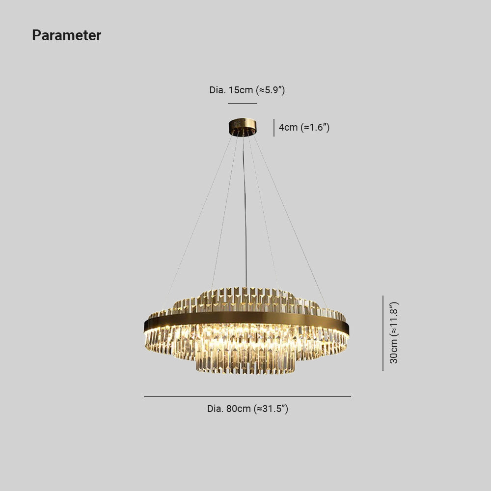 Kristy Design LED Luminaire Lustre Moderne Cristal Doré Salon