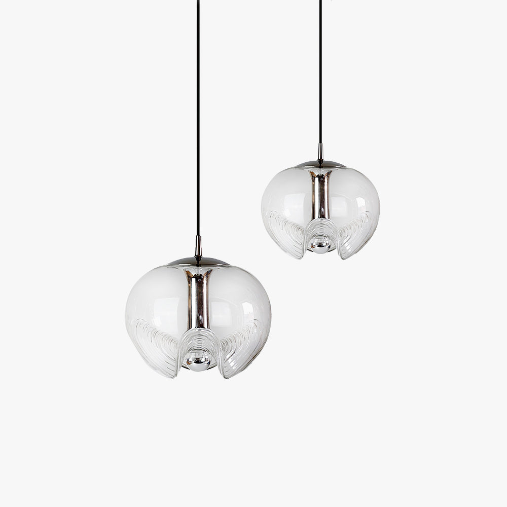 Valentina Suspension Moderne Transparent Onde Métal Verre Chambre à Coucher