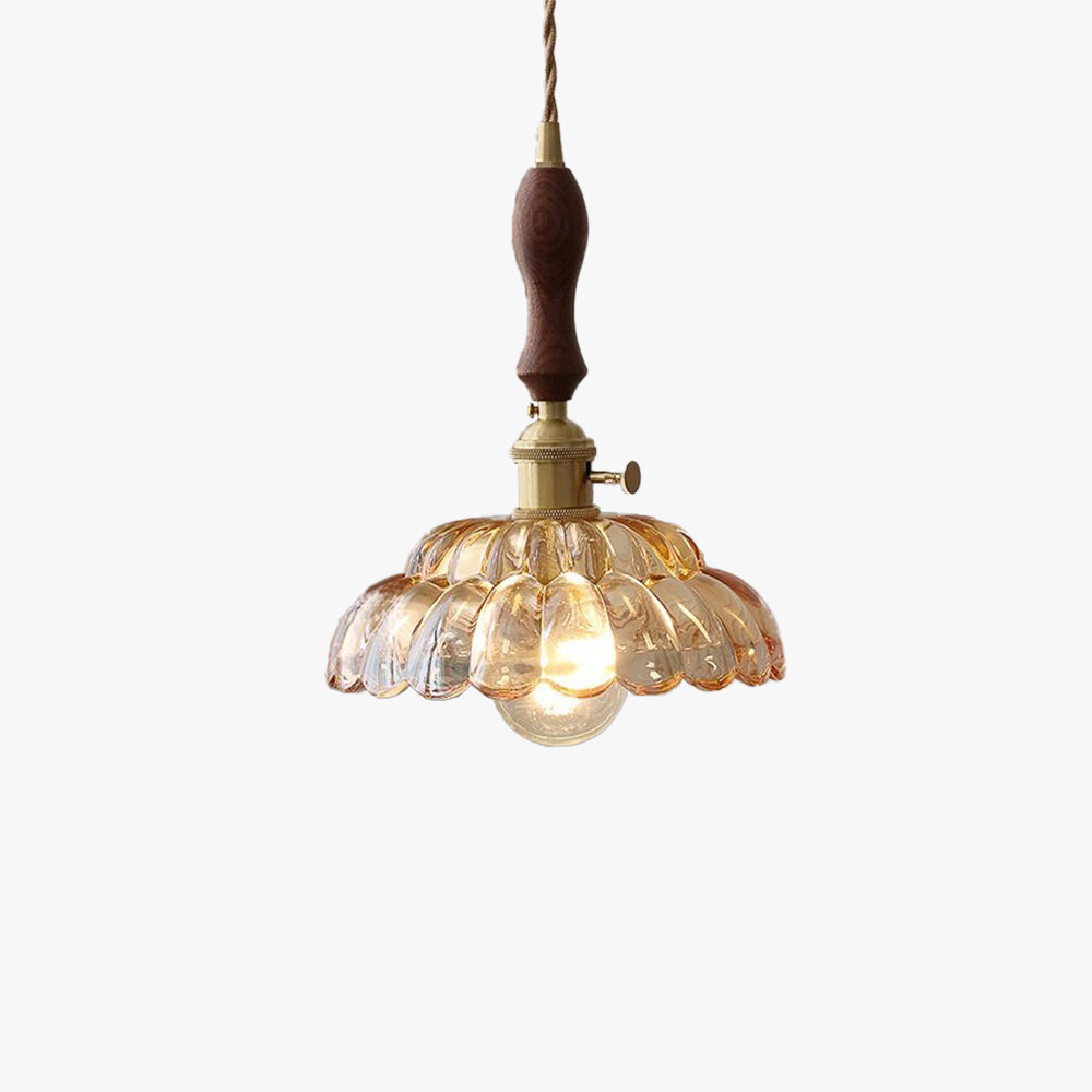 Valentina Moderne LED Suspension Bois Métal/Verre Chambre À Coucher