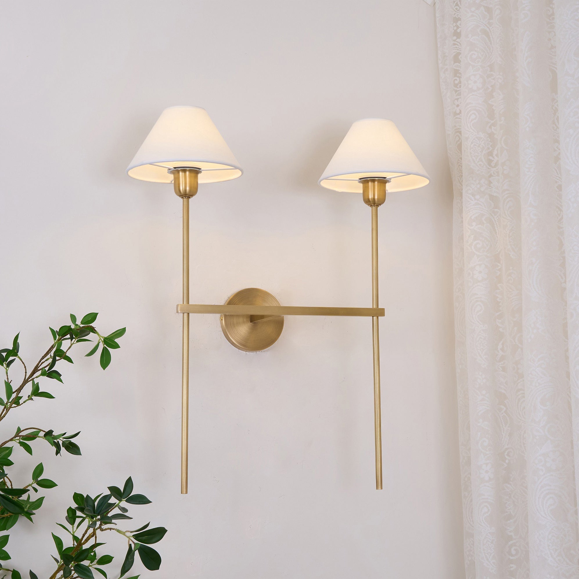 Zosilara Vintage Industrial Brass Fabric Sconce Wall Lamp - Lamp Copper