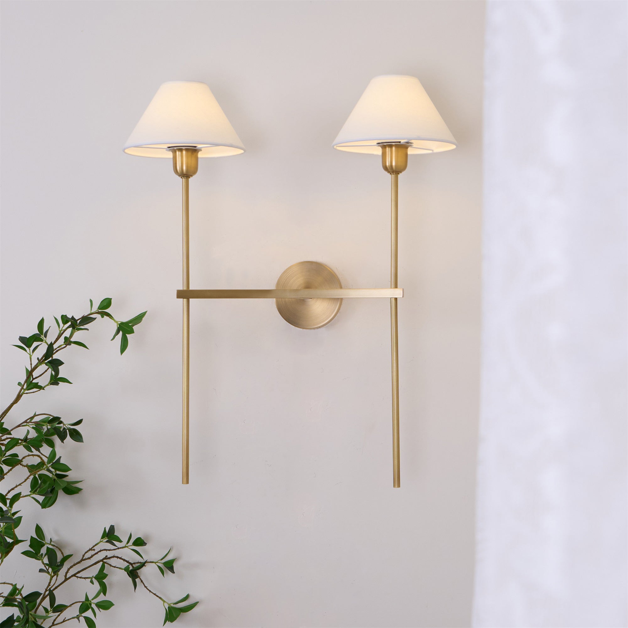 Zosilara Vintage Industrial Brass Fabric Sconce Wall Lamp - Lamp Copper