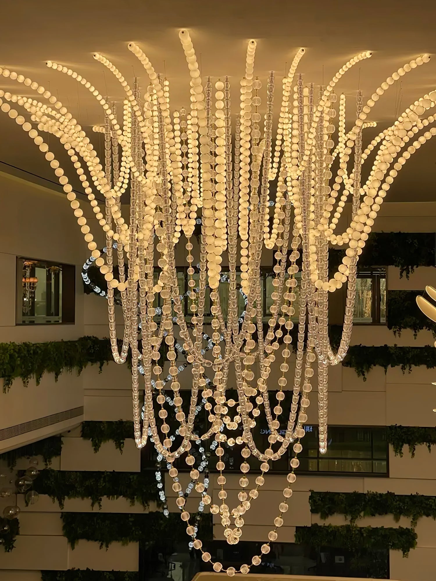 PearlCascade Glass Bead Chandelier - Blowlighting