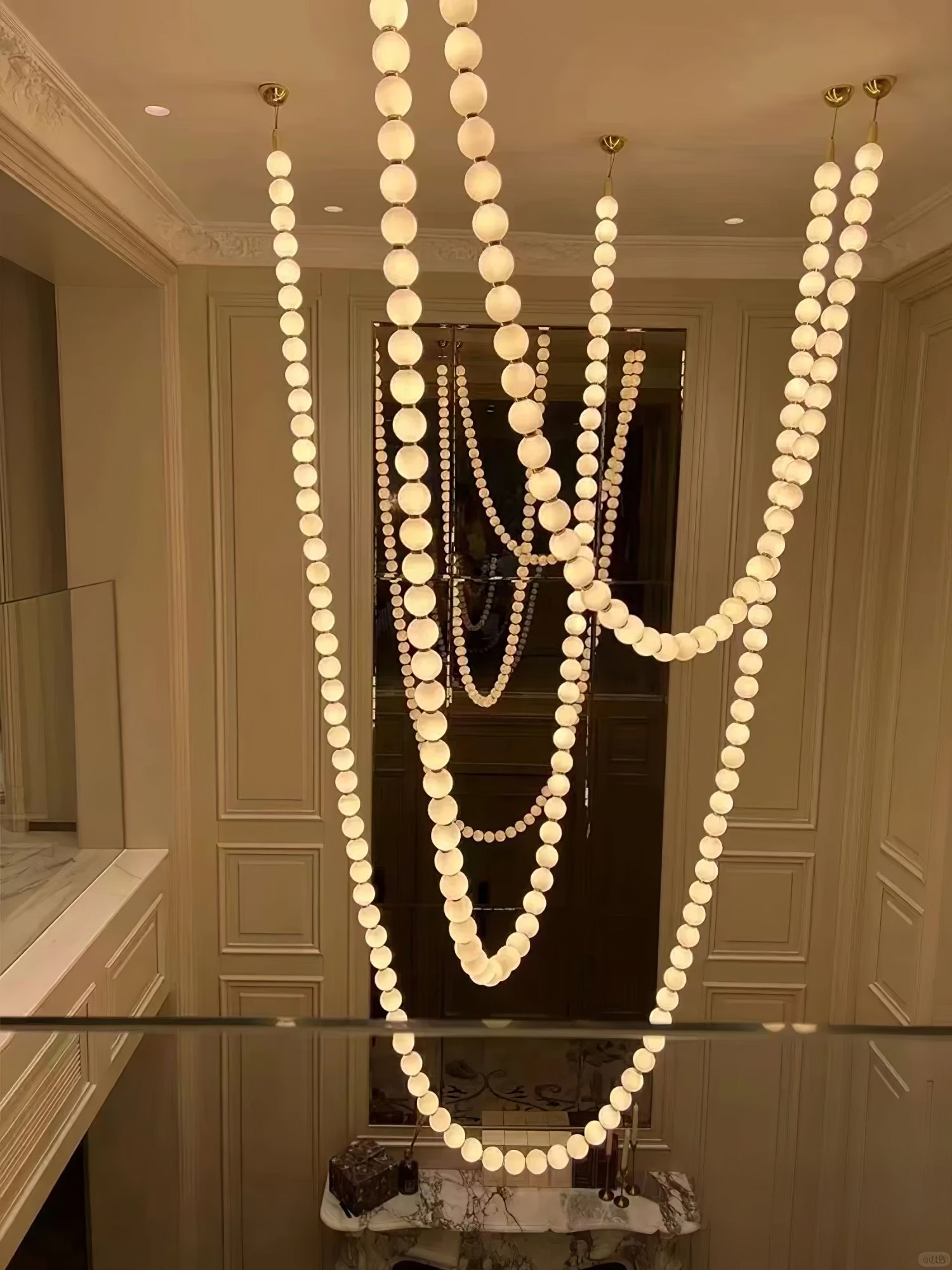 PearlCascade Glass Bead Chandelier - Blowlighting