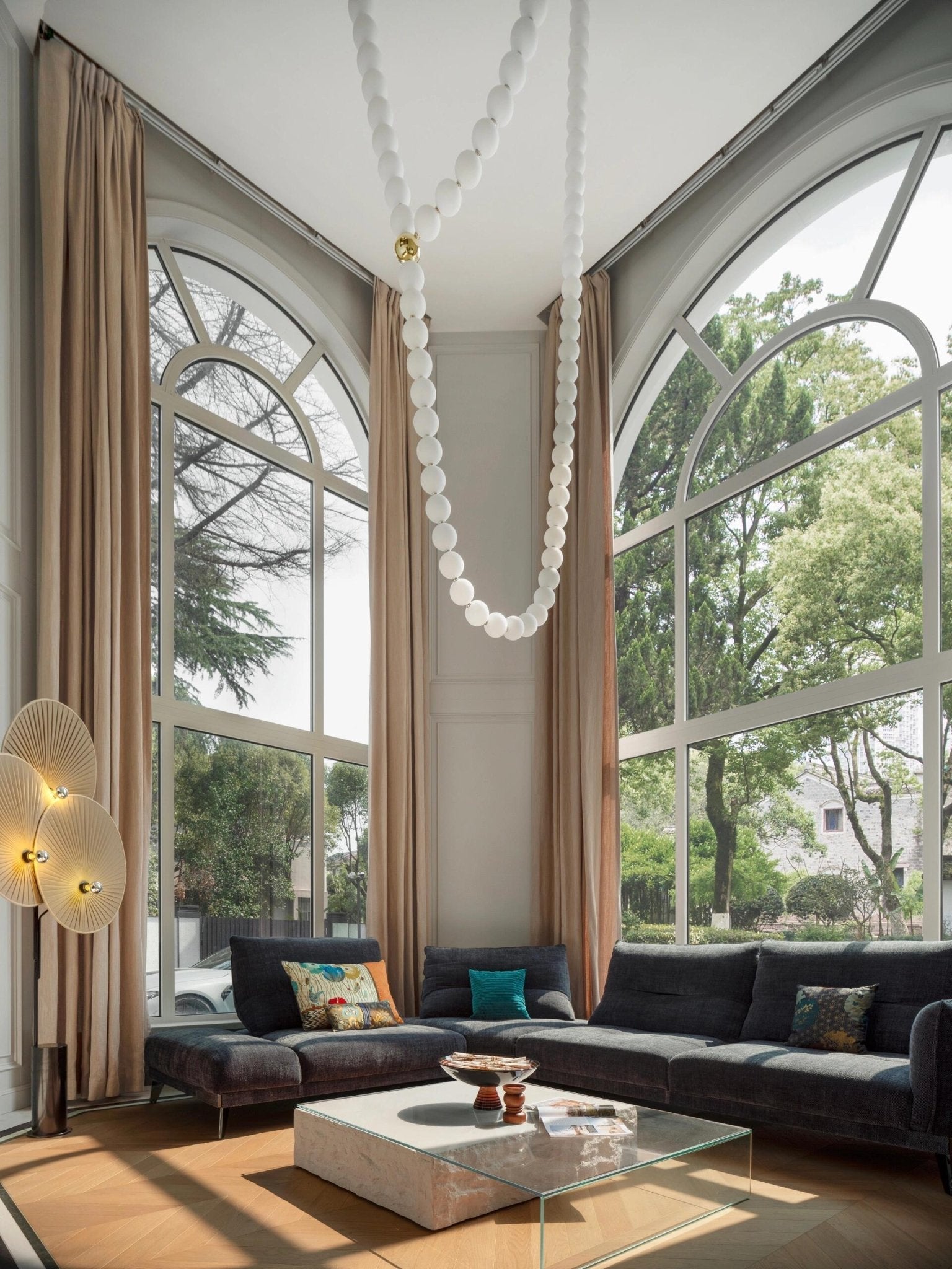 PearlCascade Glass Bead Chandelier - Blowlighting