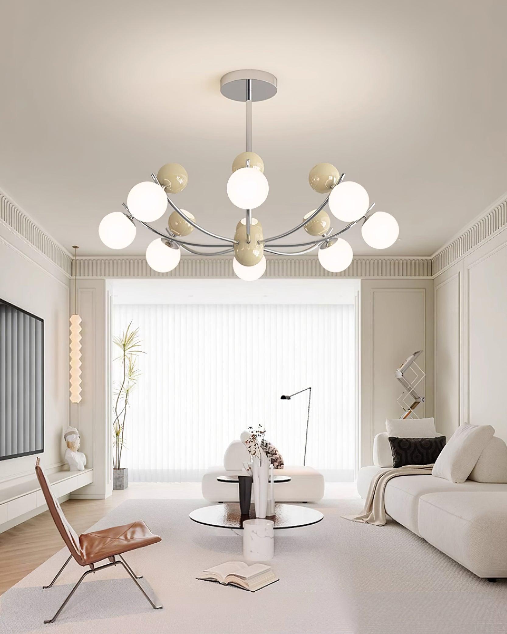 Helio Chandelier Chrome Red Orb Array - Letslighting