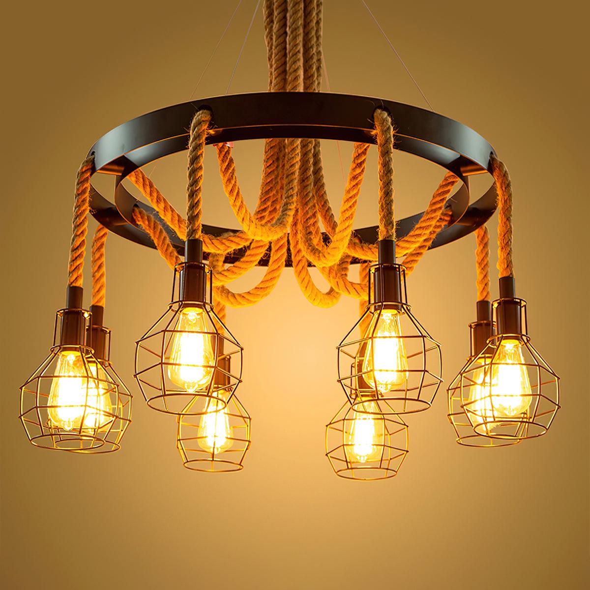 Hemp Rope Industrial Starfall Chandelier - Blowlighting