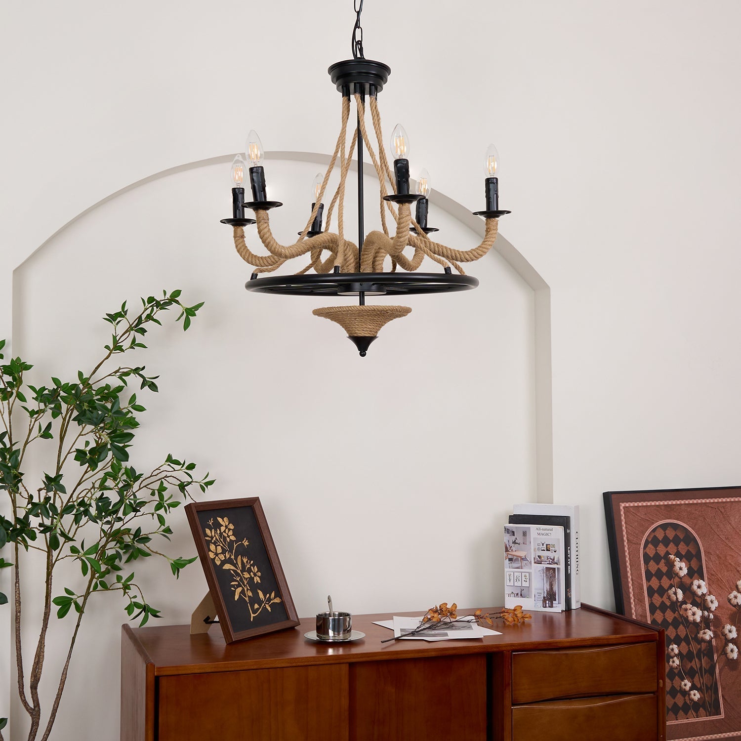Hemp Rope Industrial Large Wheel Chandelier - Blowlighting