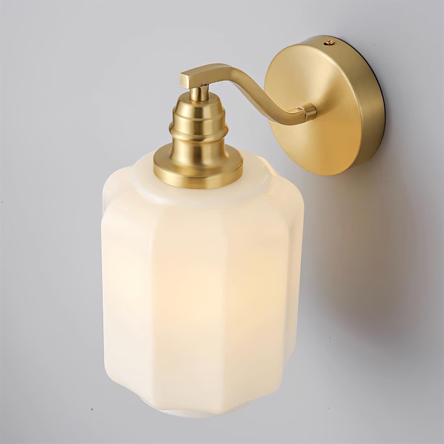 Henry Wall Lamp Plug In Brass Curved Frosted Glass - Letslighting