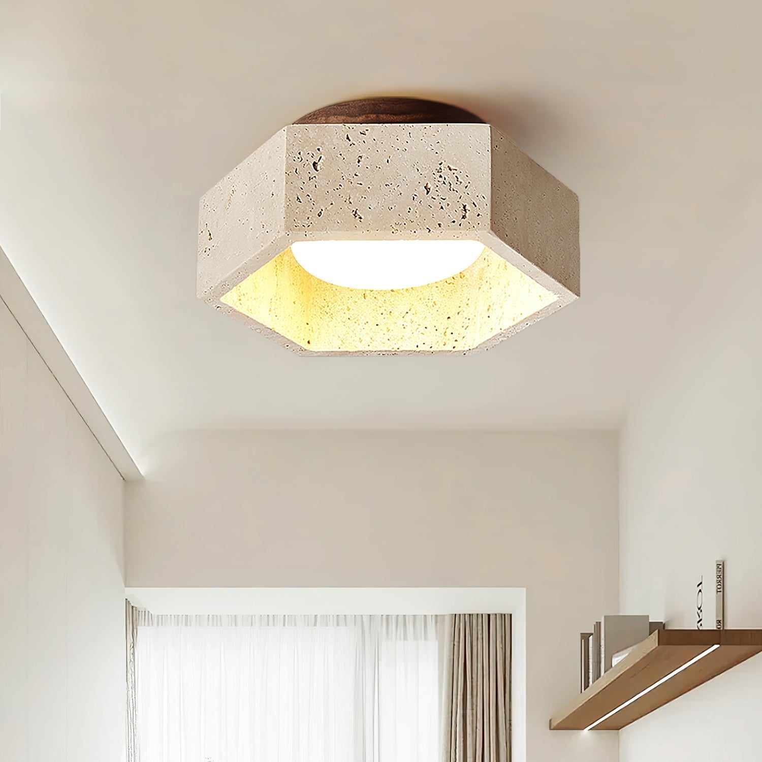 Hexara Travertine Hexagonal Ceiling Light - Letslighting