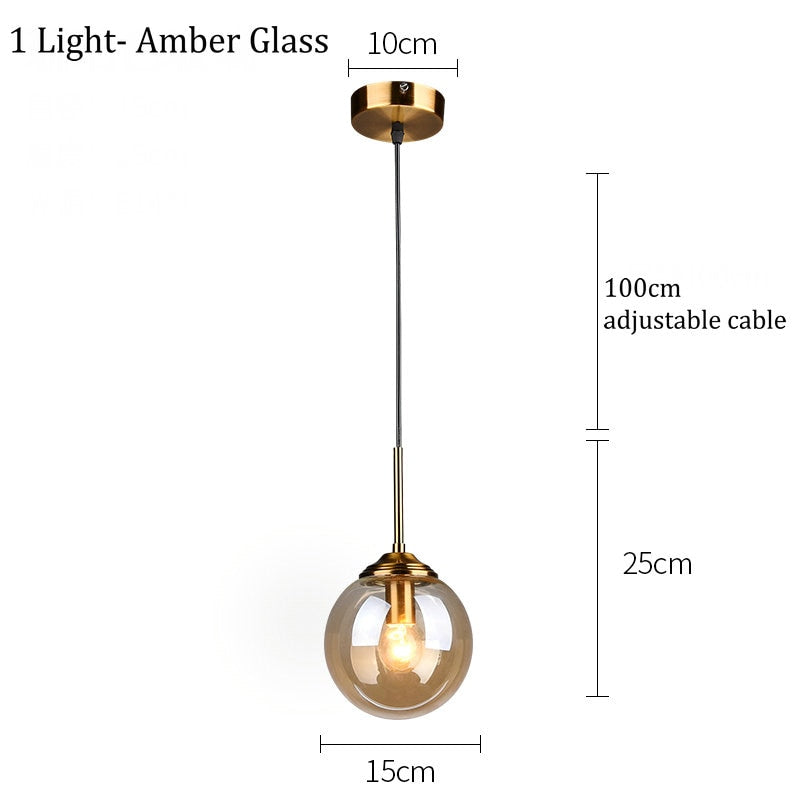 Valentina Luminaires Suspension Verre Transparent Ambre