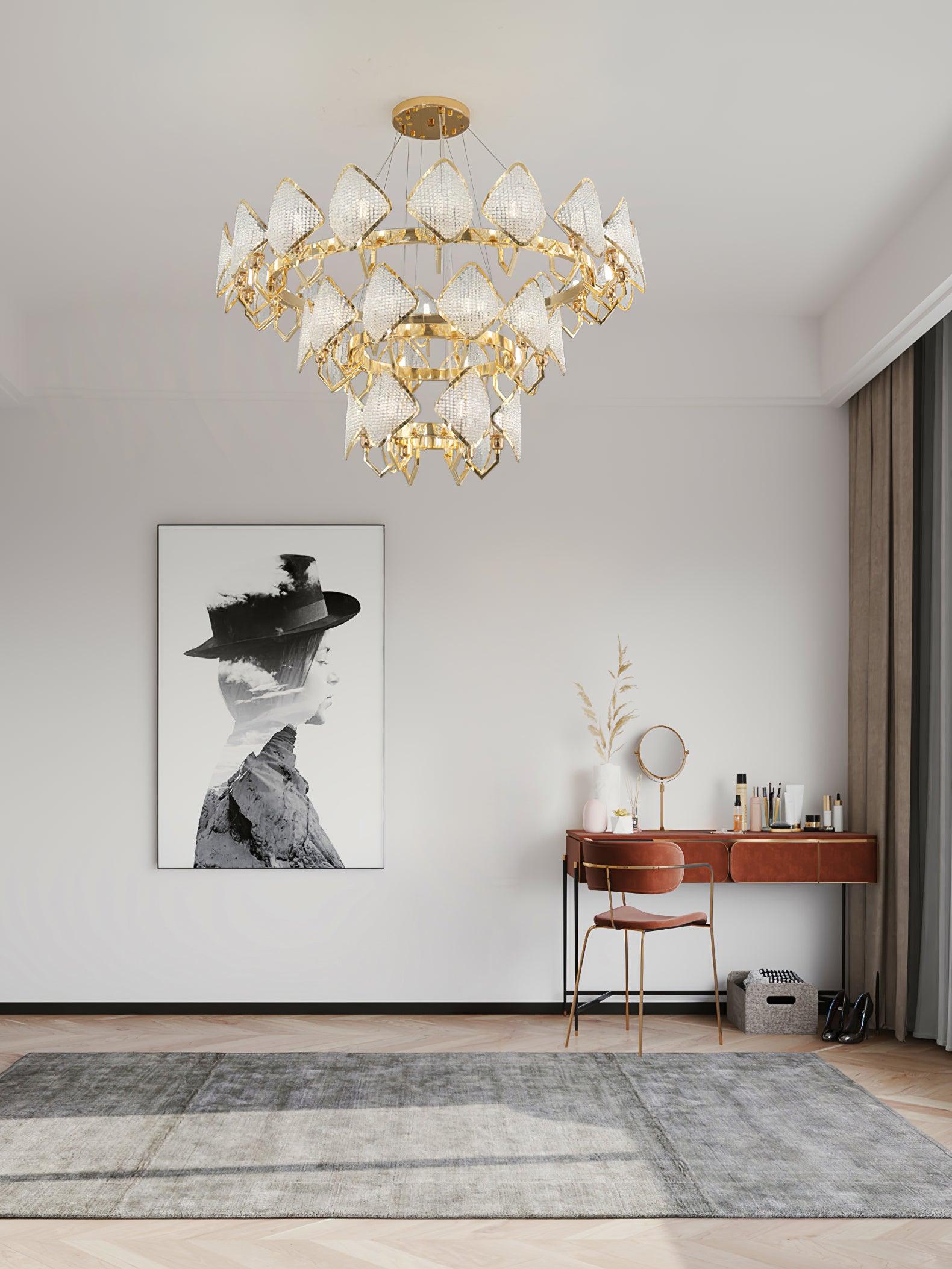 Aurora Chandelier Crystal Leaf Double-Tier - Blowlighting