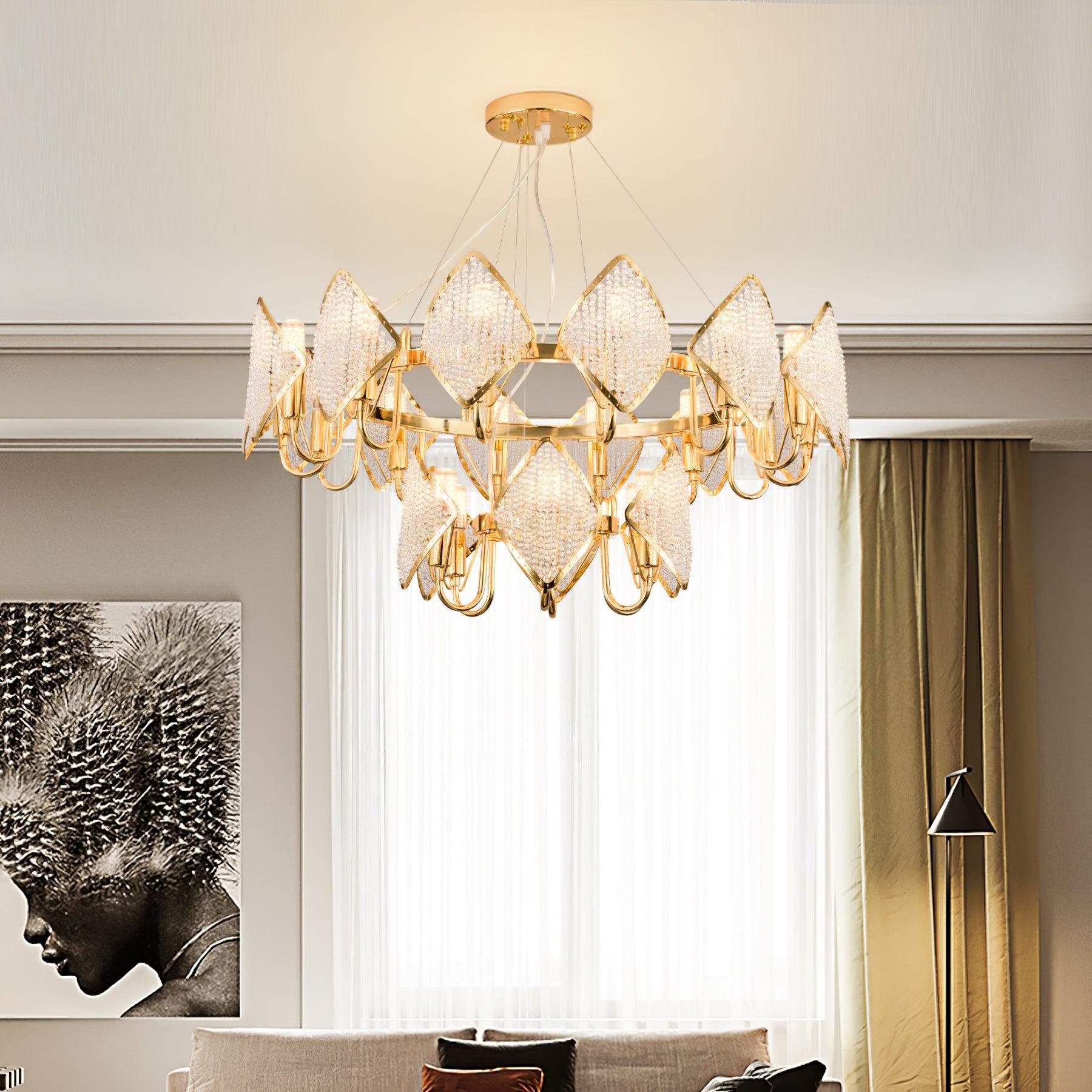 Aurora Chandelier Crystal Leaf Double-Tier - Blowlighting