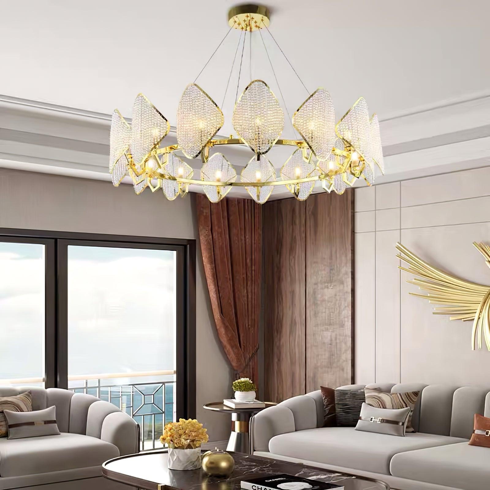 Aurora Chandelier Crystal Leaf Double-Tier - Blowlighting