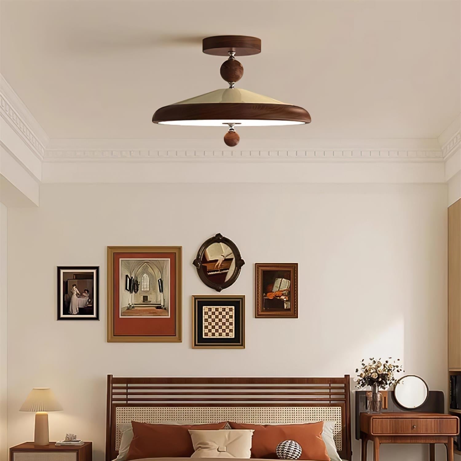 Belano Wooden Frame Round Ceiling Lamp - Letslighting