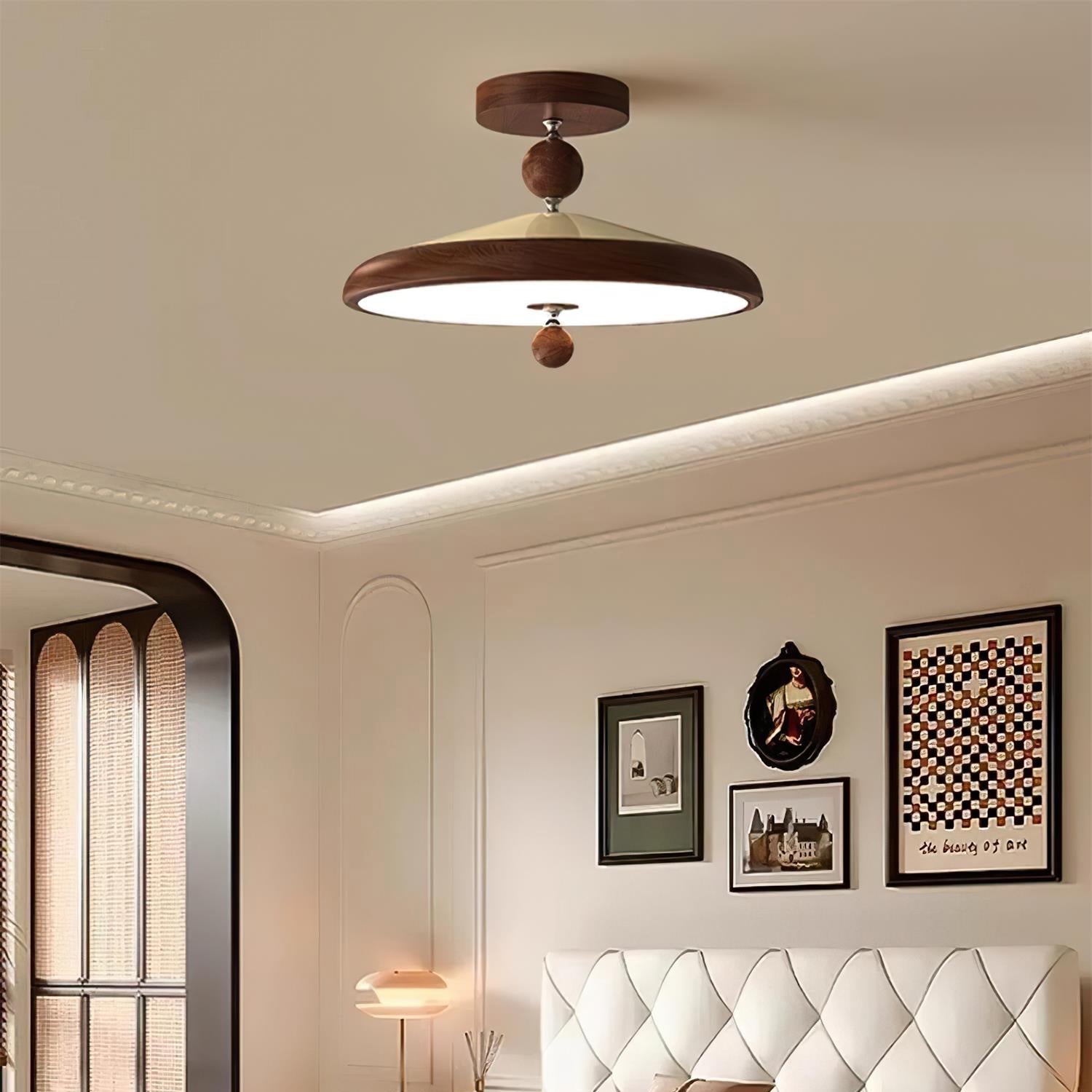Belano Wooden Frame Round Ceiling Lamp - Letslighting