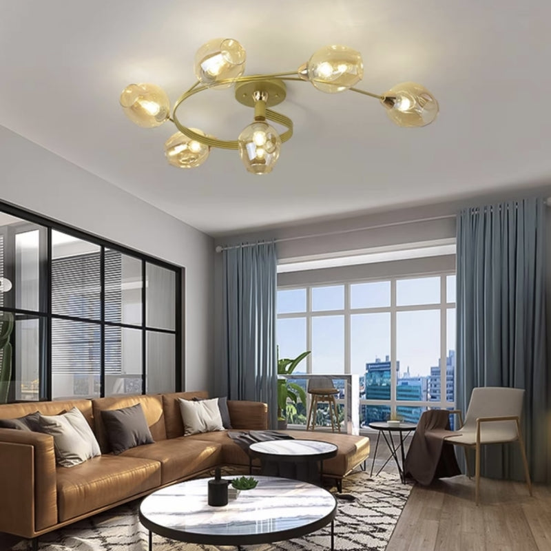 Valentina Plafonnier Fleur Vintage, Verre/Métal, Salon