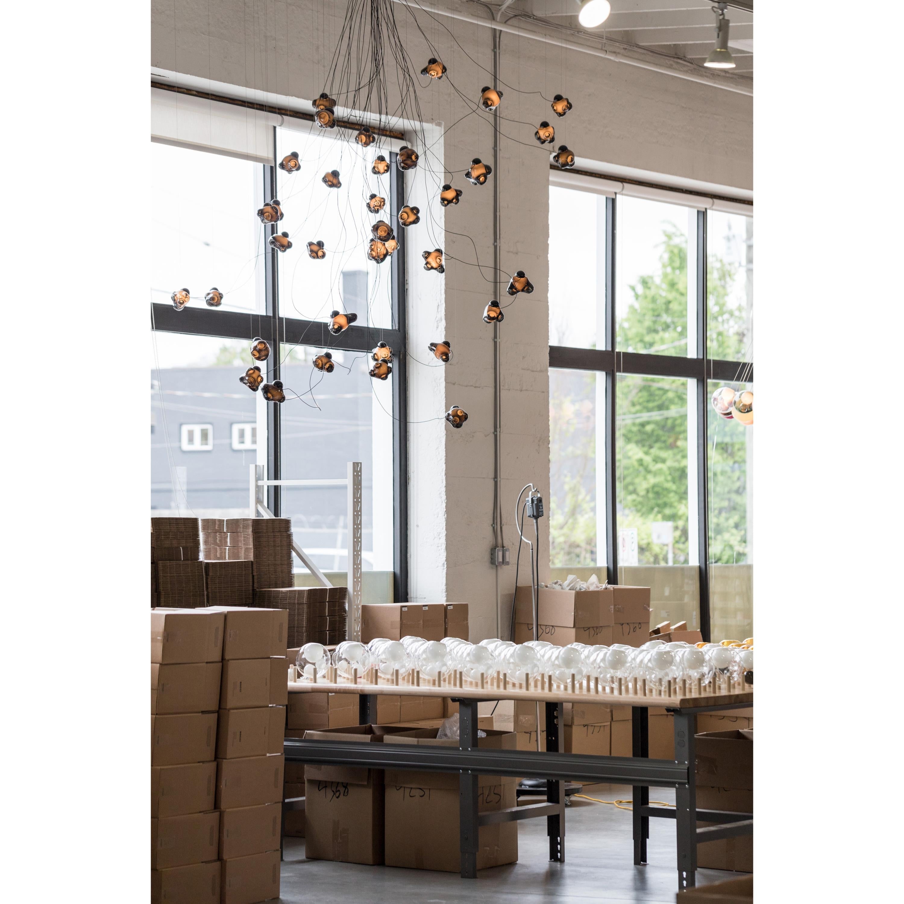 Vasilen Modern Minimalist Ice Pier Black Glass Pendant Lamp - Lamp Copper