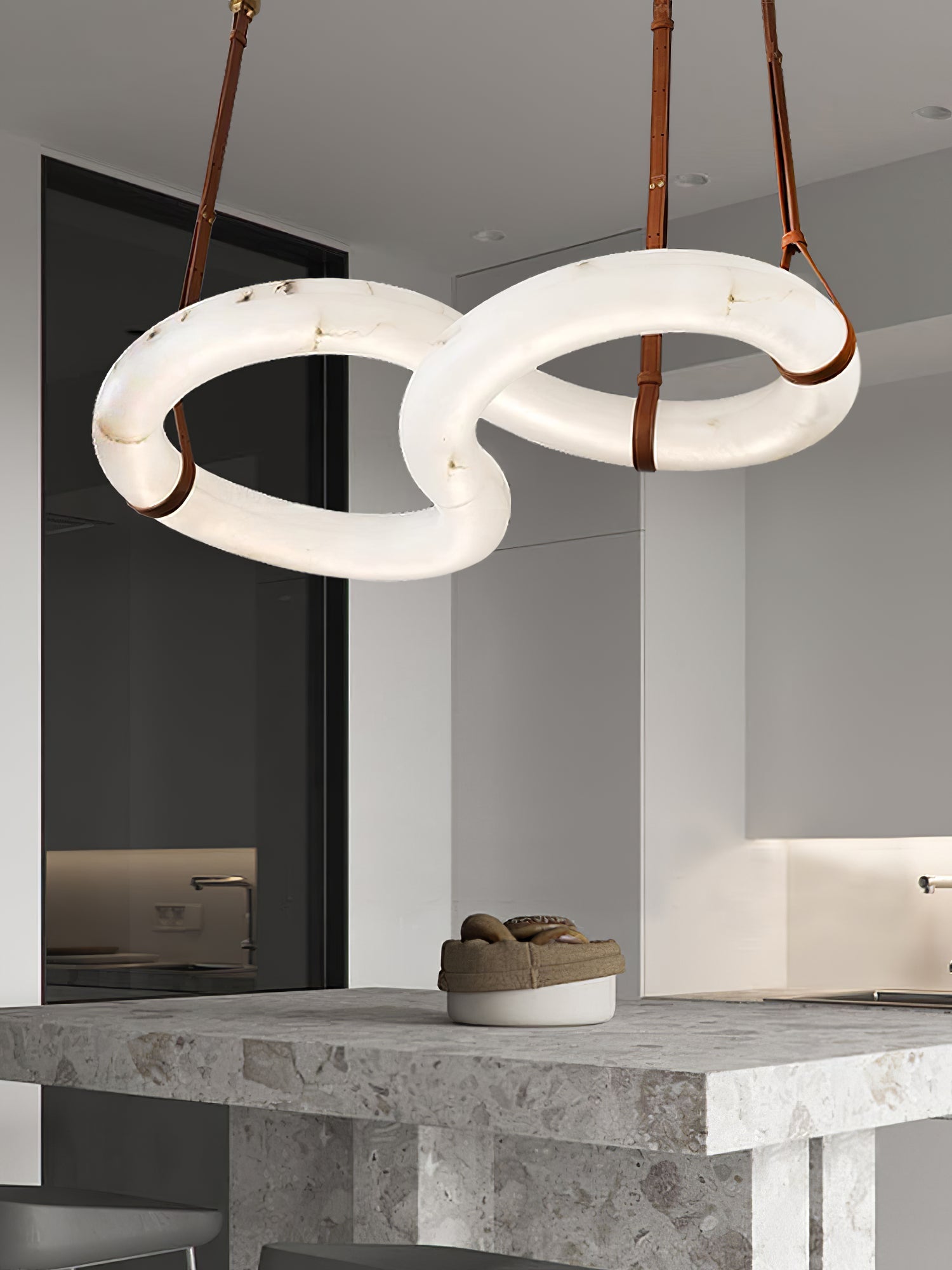 Althaen Postmodern Luxury Brown Alabaster Chandelier - Lamp Copper