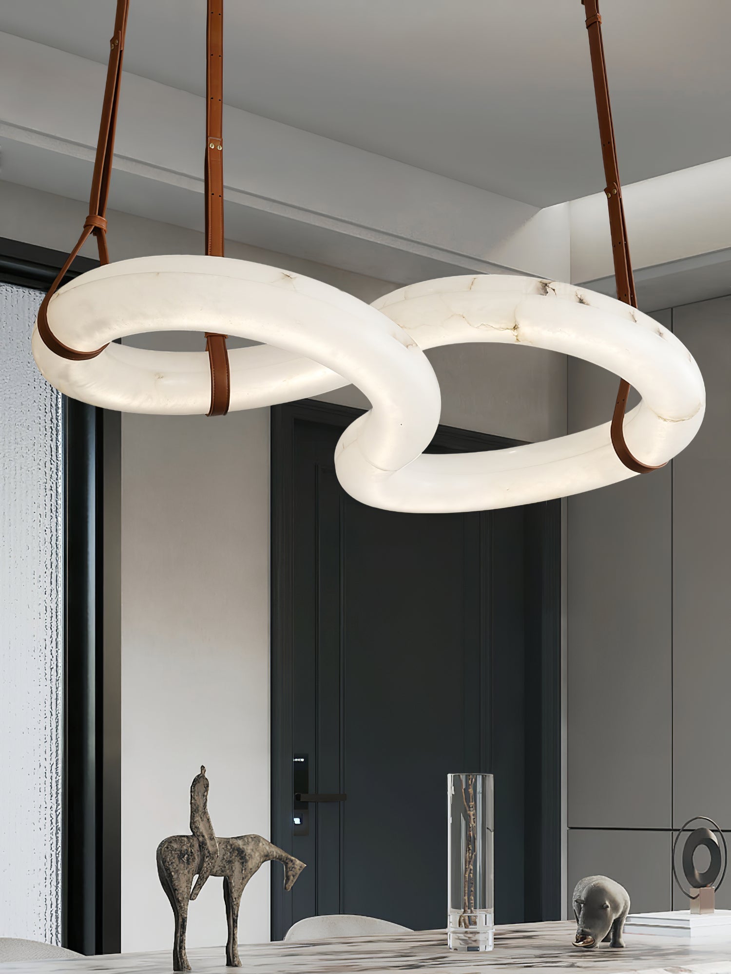 Althaen Postmodern Luxury Brown Alabaster Chandelier - Lamp Copper