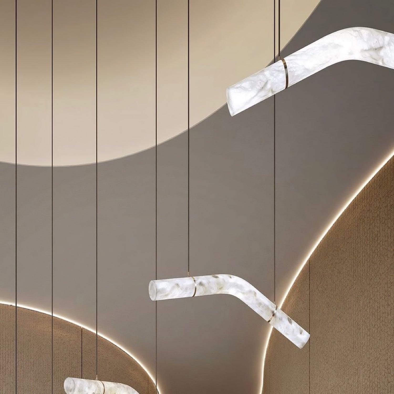 Utalyra Curved Alabaster Pendant Light - Letslighting