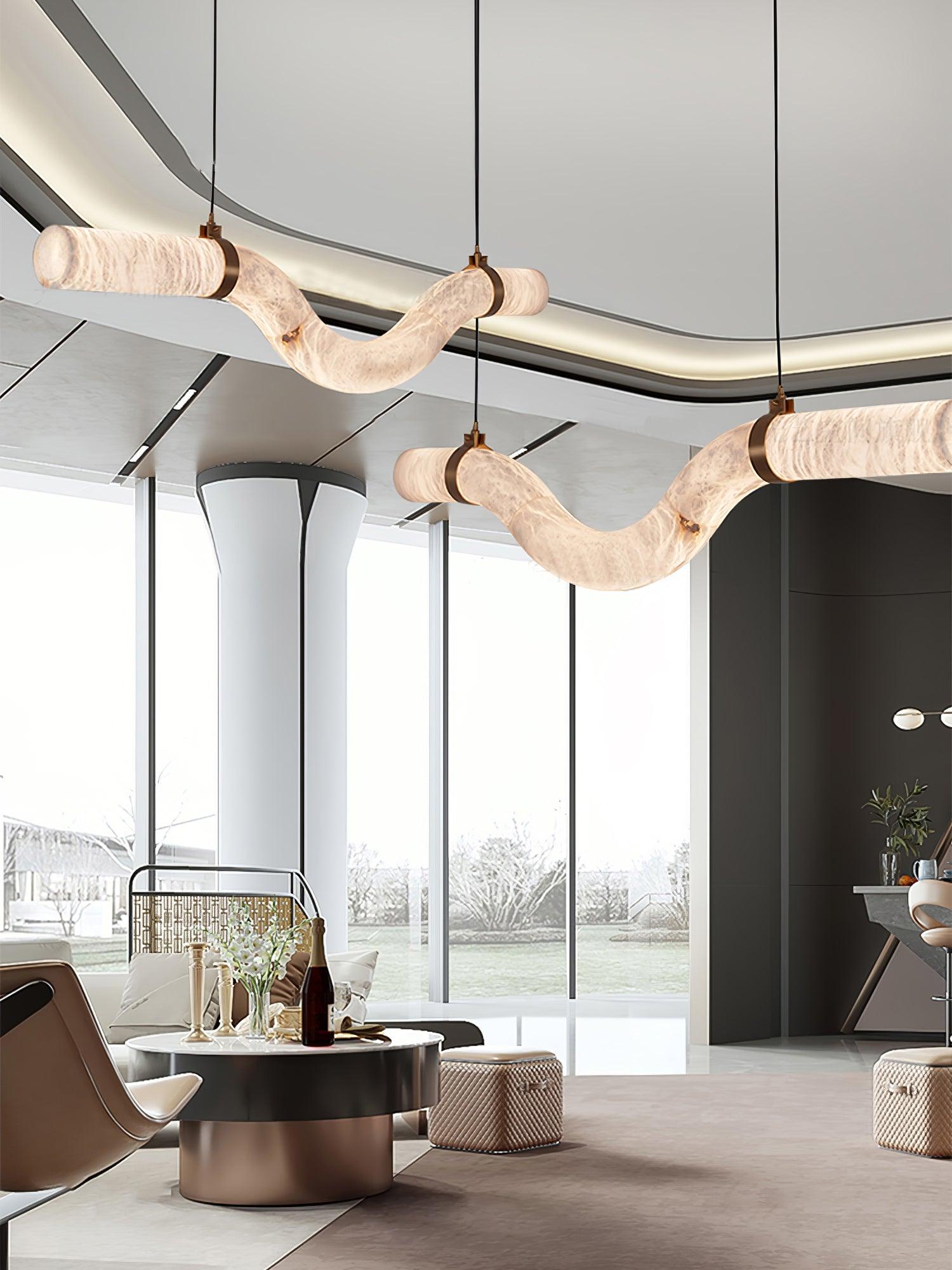 Utalyra Curved Alabaster Pendant Light - Letslighting