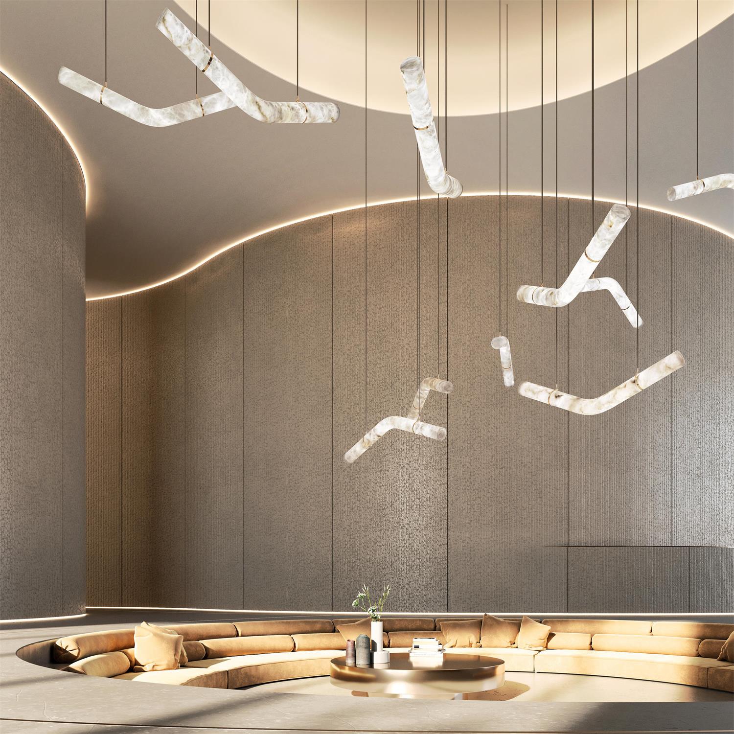 Utalyra Curved Alabaster Pendant Light - Letslighting