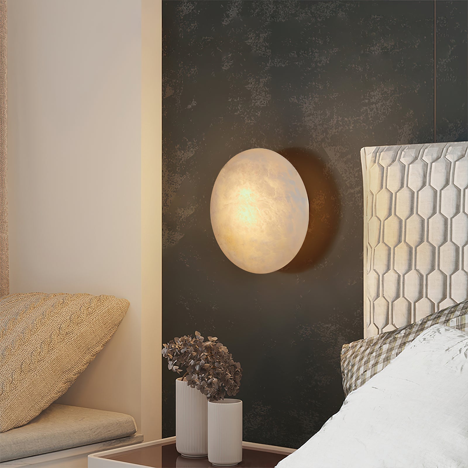 Ilvinan Modern Minimalist Single Alabaster Wall Lamp - Lamp Copper