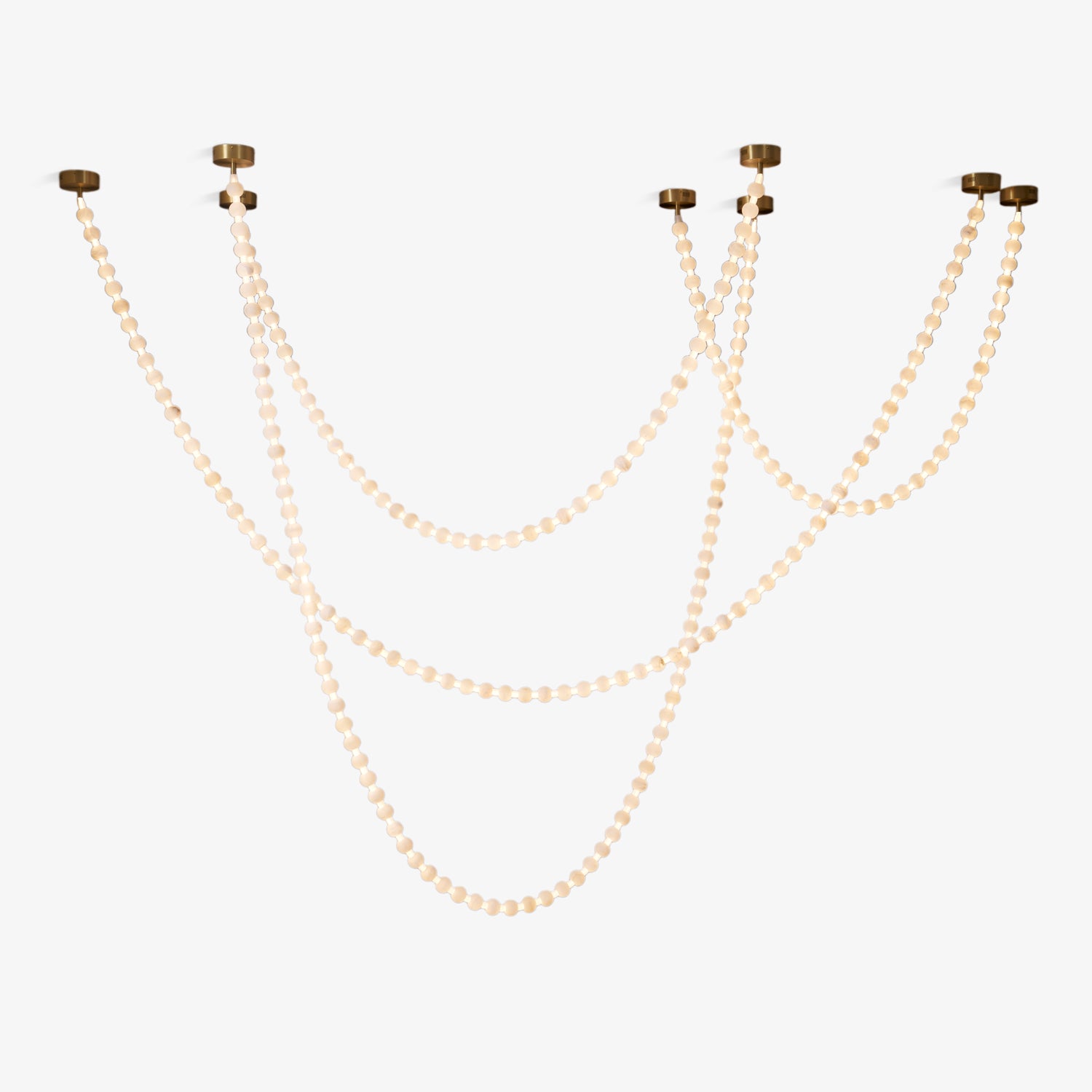 Lustre Collier de Perles en Albâtre