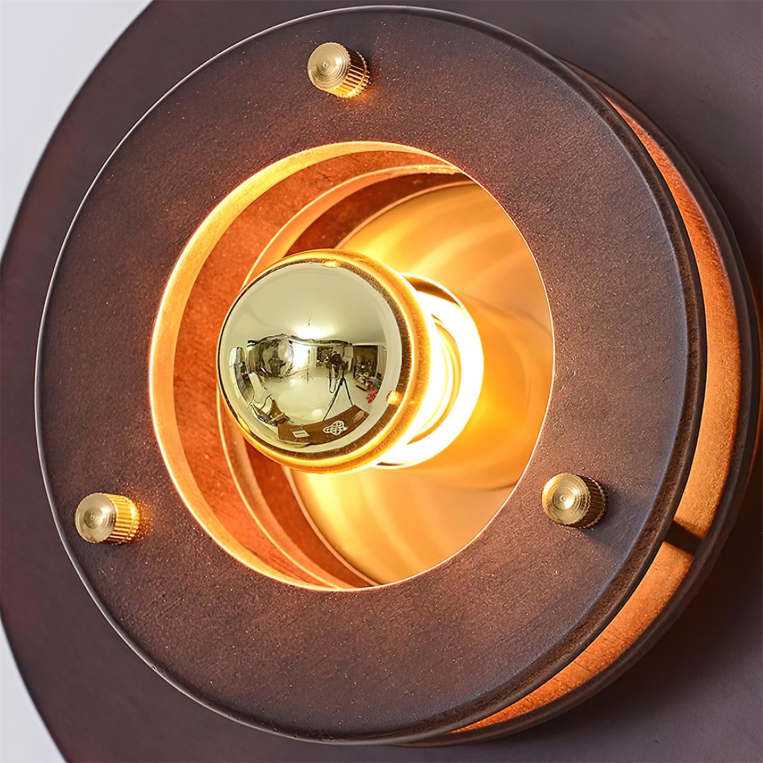 Jaima Wall Lamp Rubber Wood Ring Gold - Letslighting