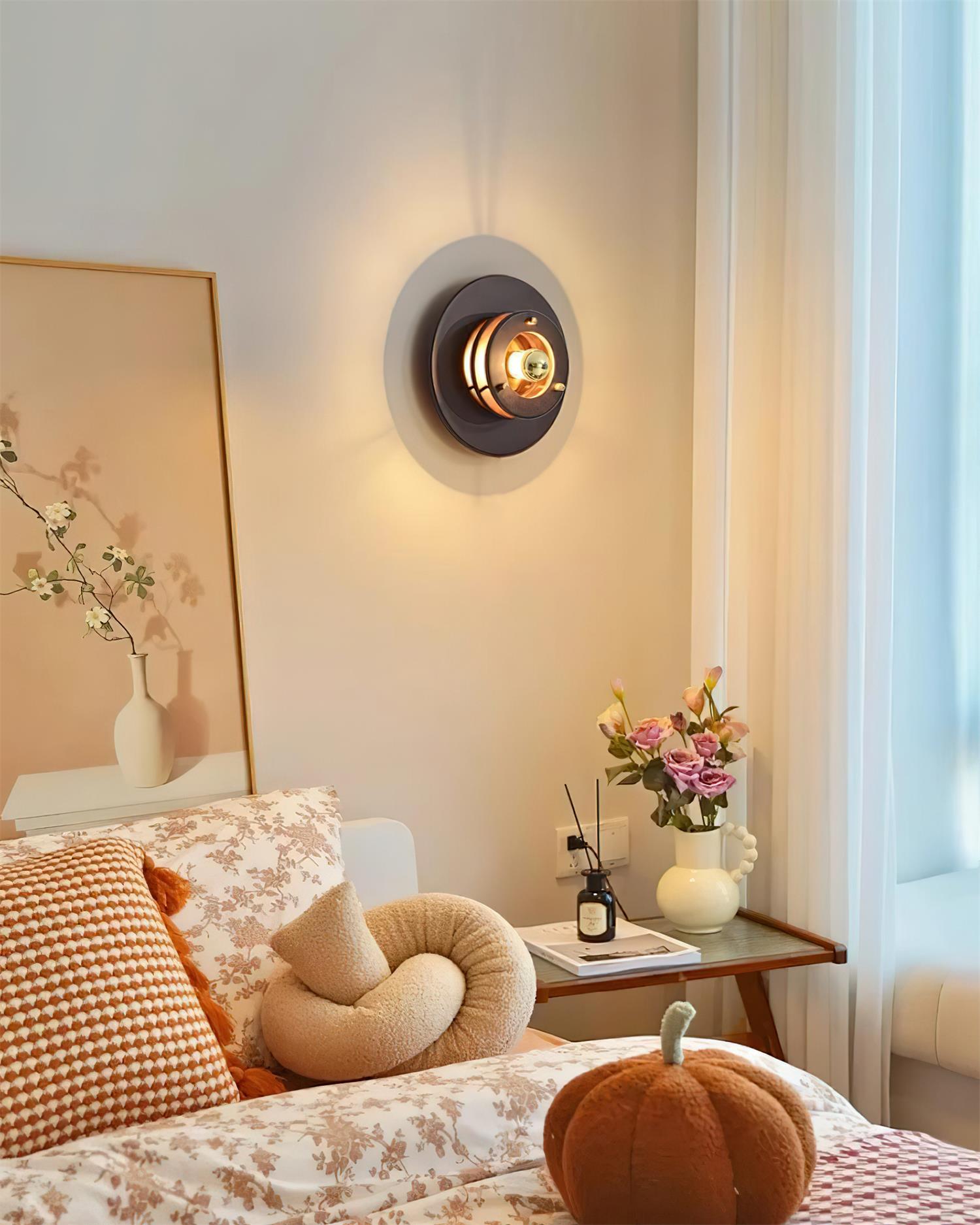Jaima Wall Lamp Rubber Wood Ring Gold - Letslighting