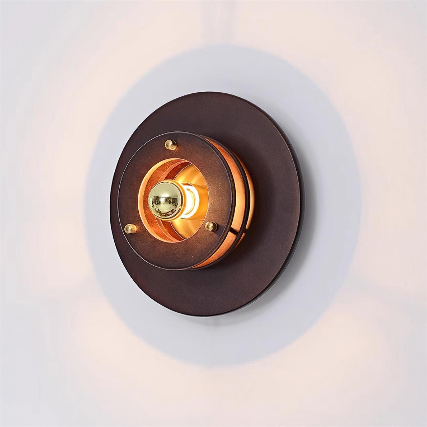 Jaima Wall Lamp Rubber Wood Ring Gold - Letslighting