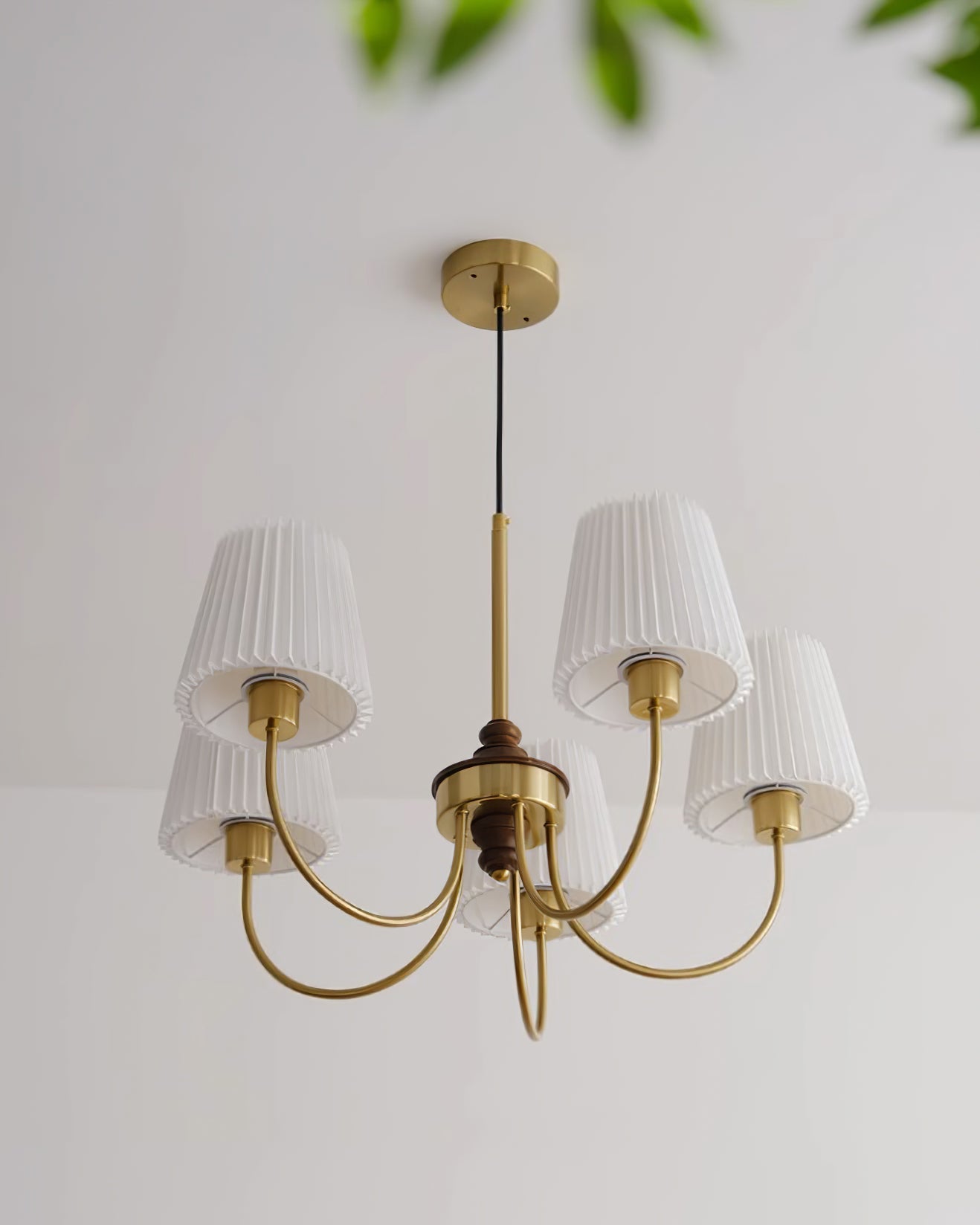Jeremiah Chandelier Brass White Pleated - Letslighting