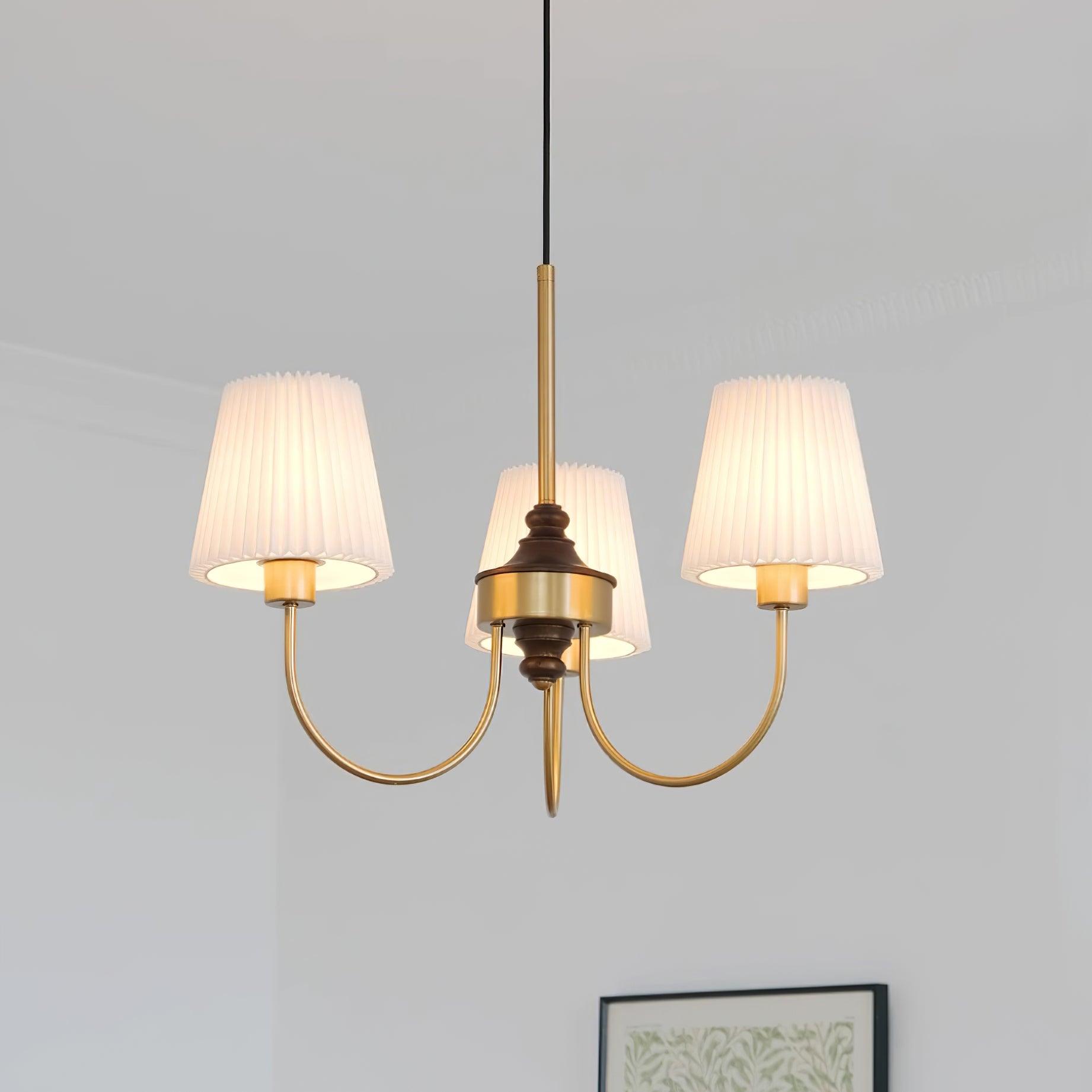 Jeremiah Chandelier Brass White Pleated - Letslighting