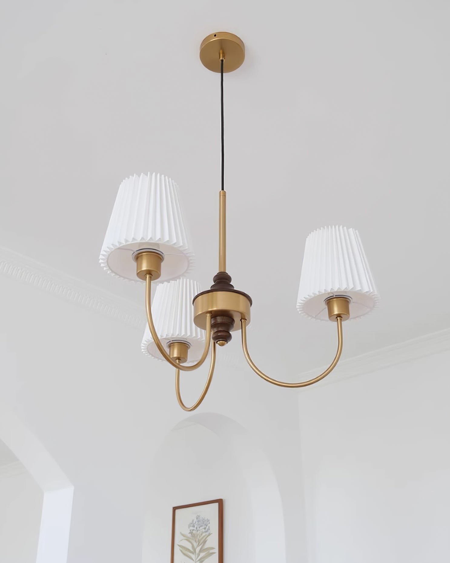 Jeremiah Chandelier Brass White Pleated - Letslighting