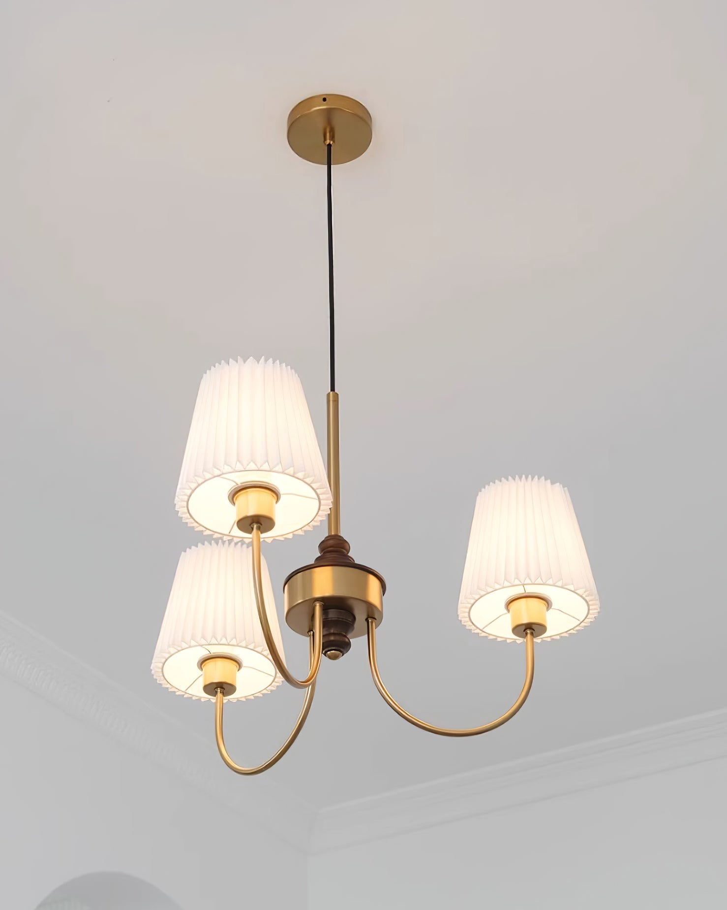 Jeremiah Chandelier Brass White Pleated - Letslighting